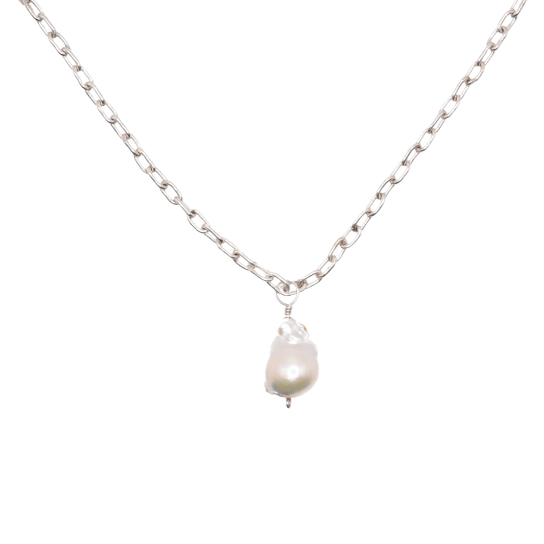 🎁 Avery Silver Necklace with Baroque Pearl (100% off)