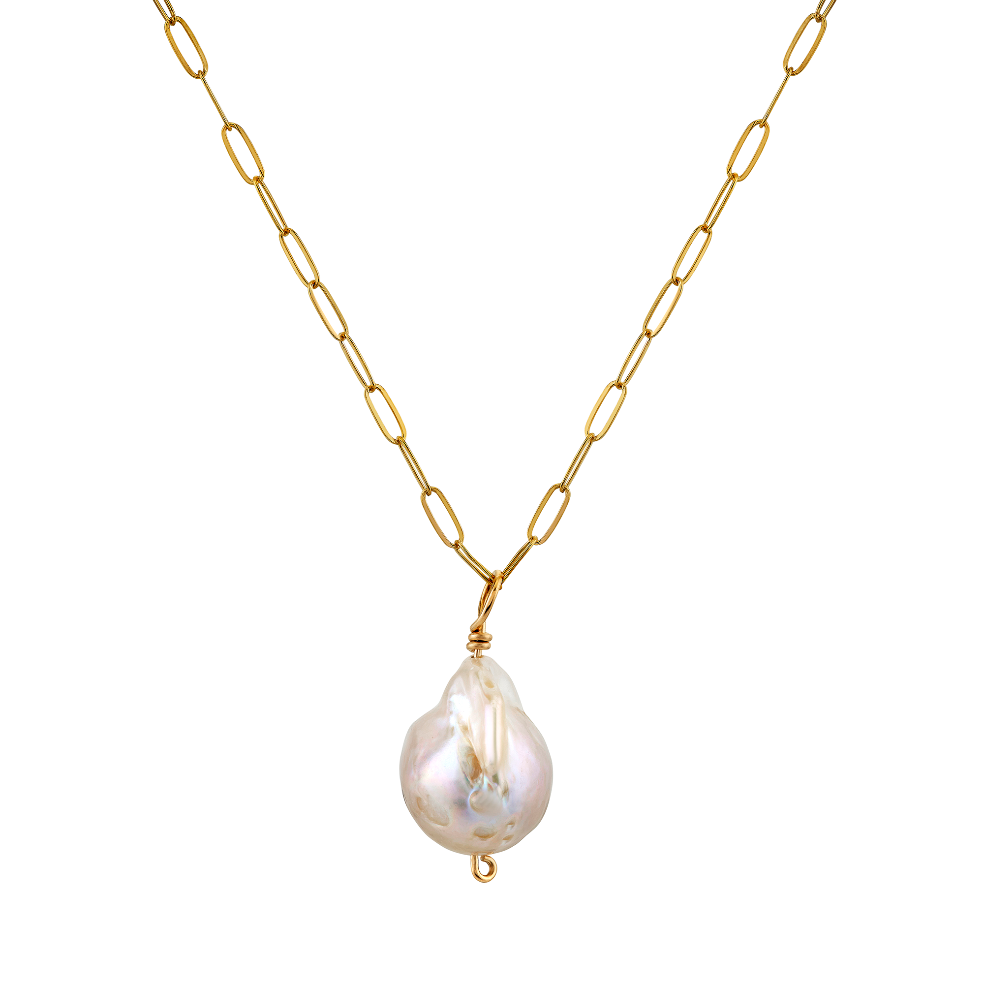 Avery Gold Necklace with Baroque Pearl