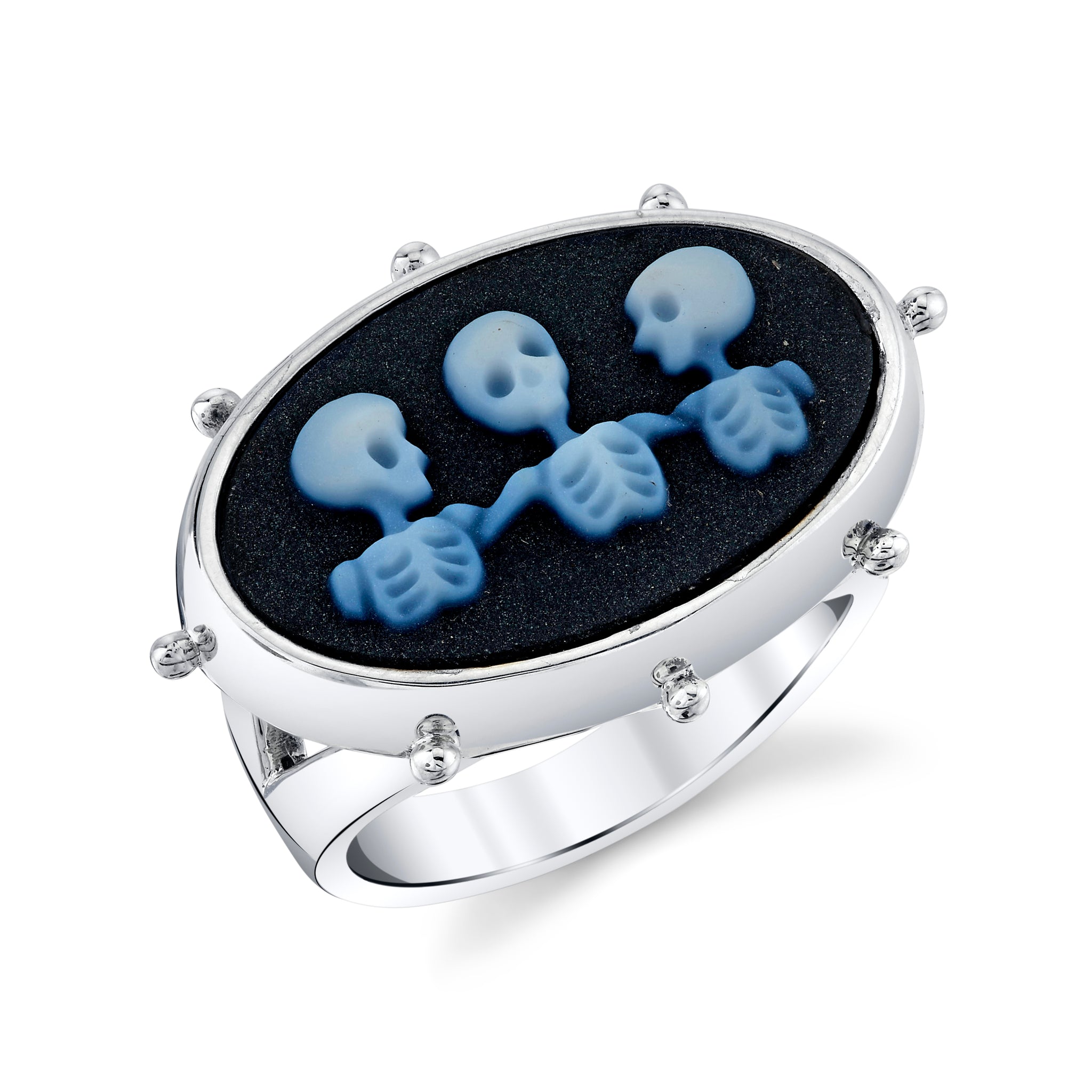 Community Cameo Skeleton Ring in Agate and Silver