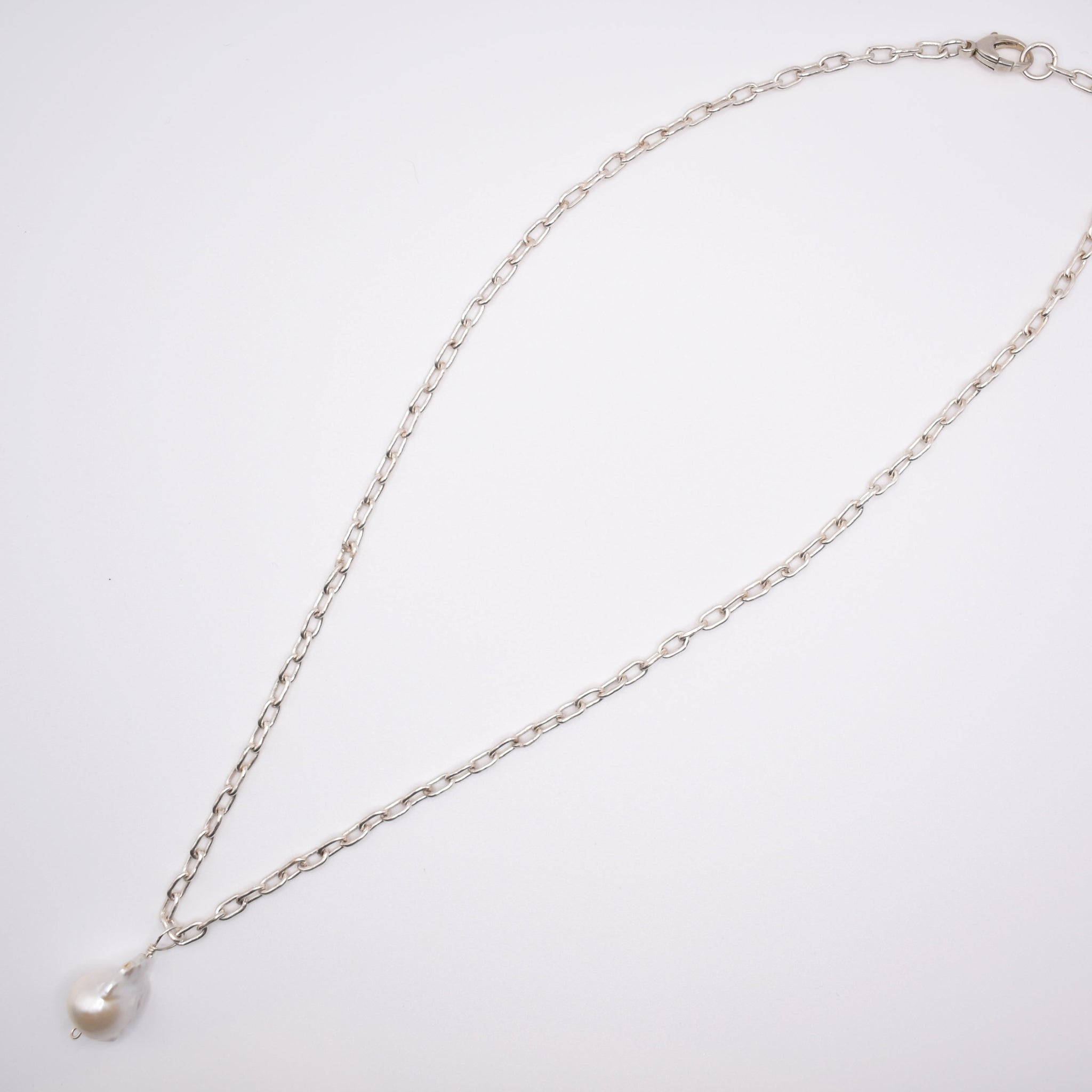 Avery Silver Necklace with Baroque Pearl