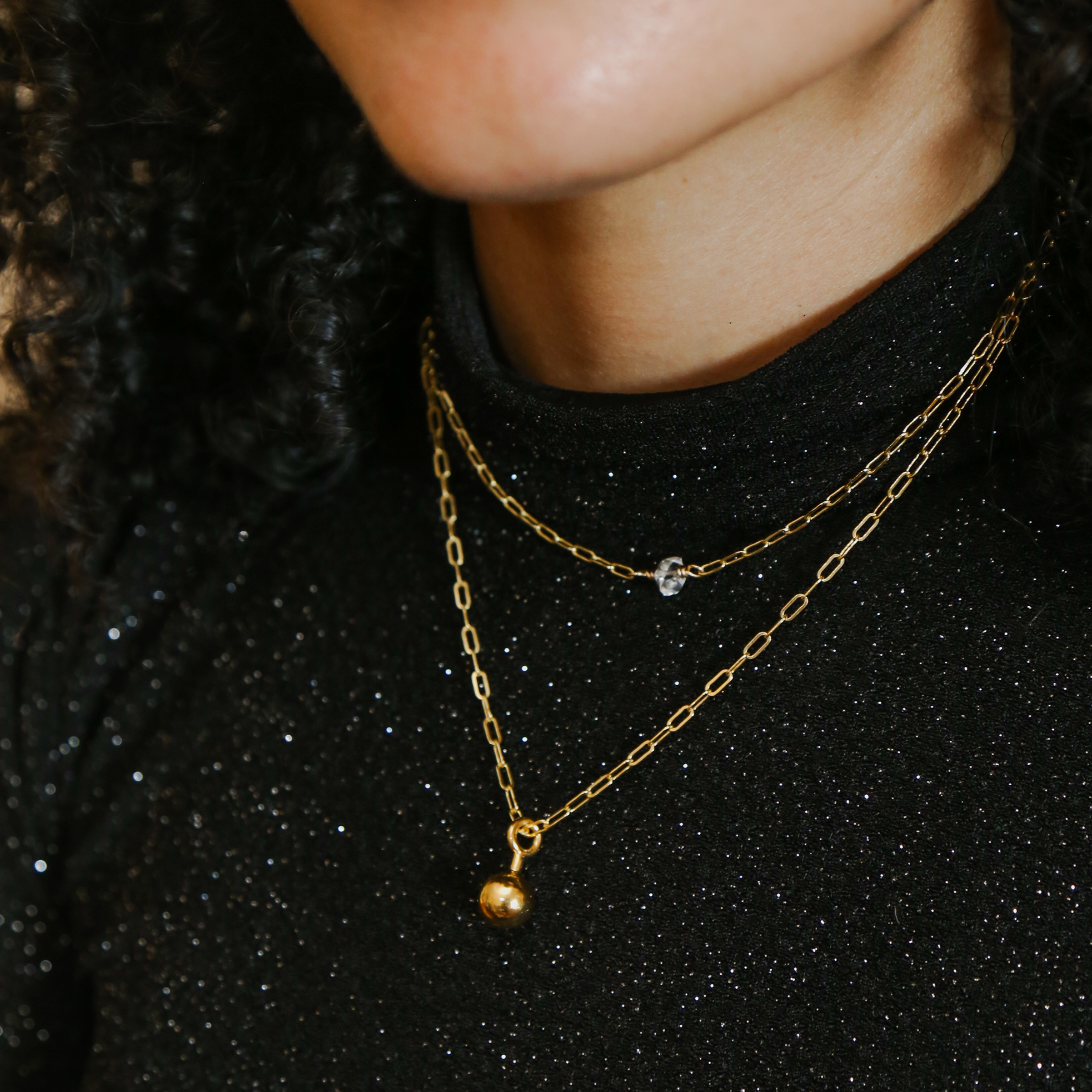 Candice Gold Chain with Herkimer Diamond