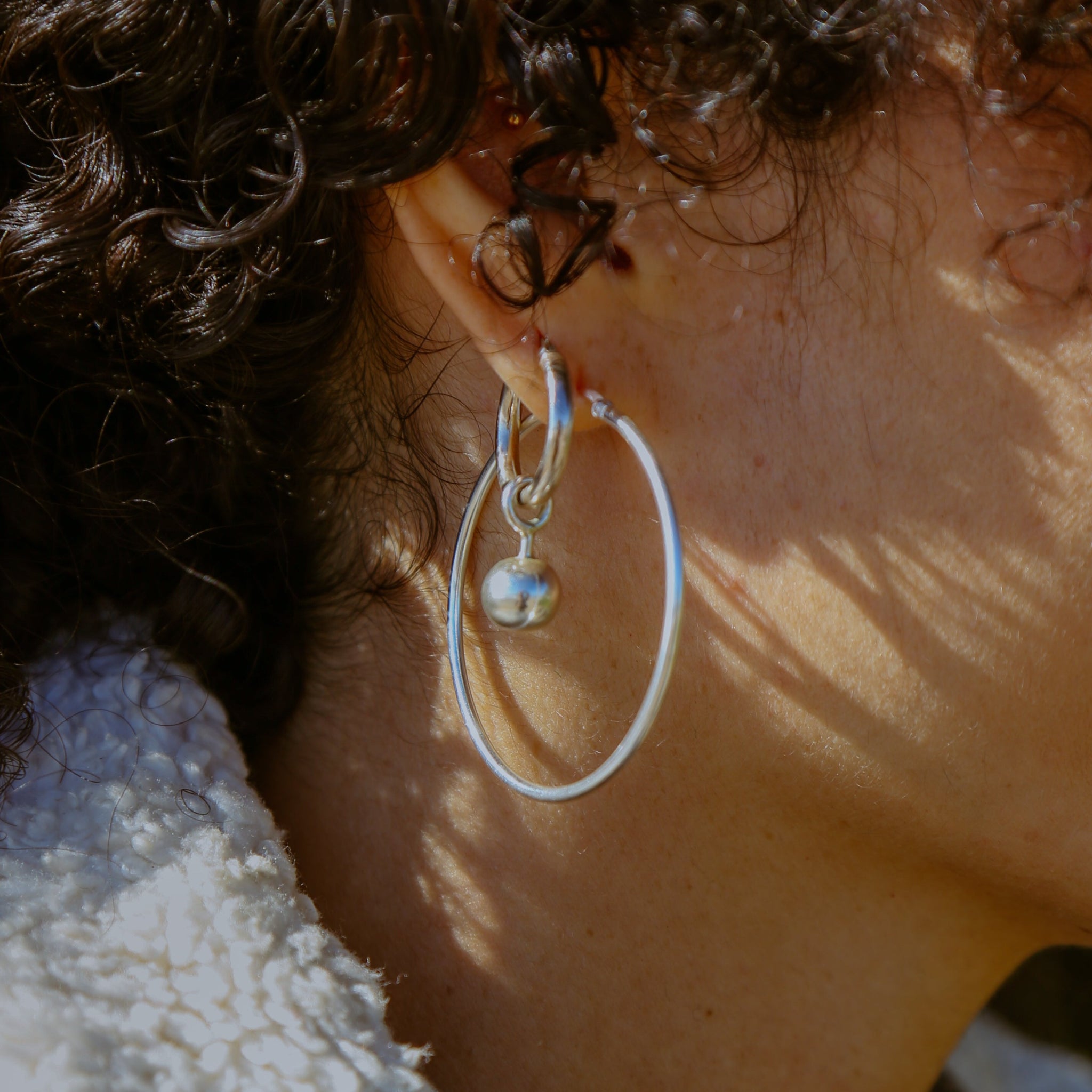 Miranda Large Silver Hoop Earrings