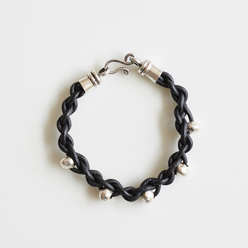Charlie Leather and Silver Bead Bracelet