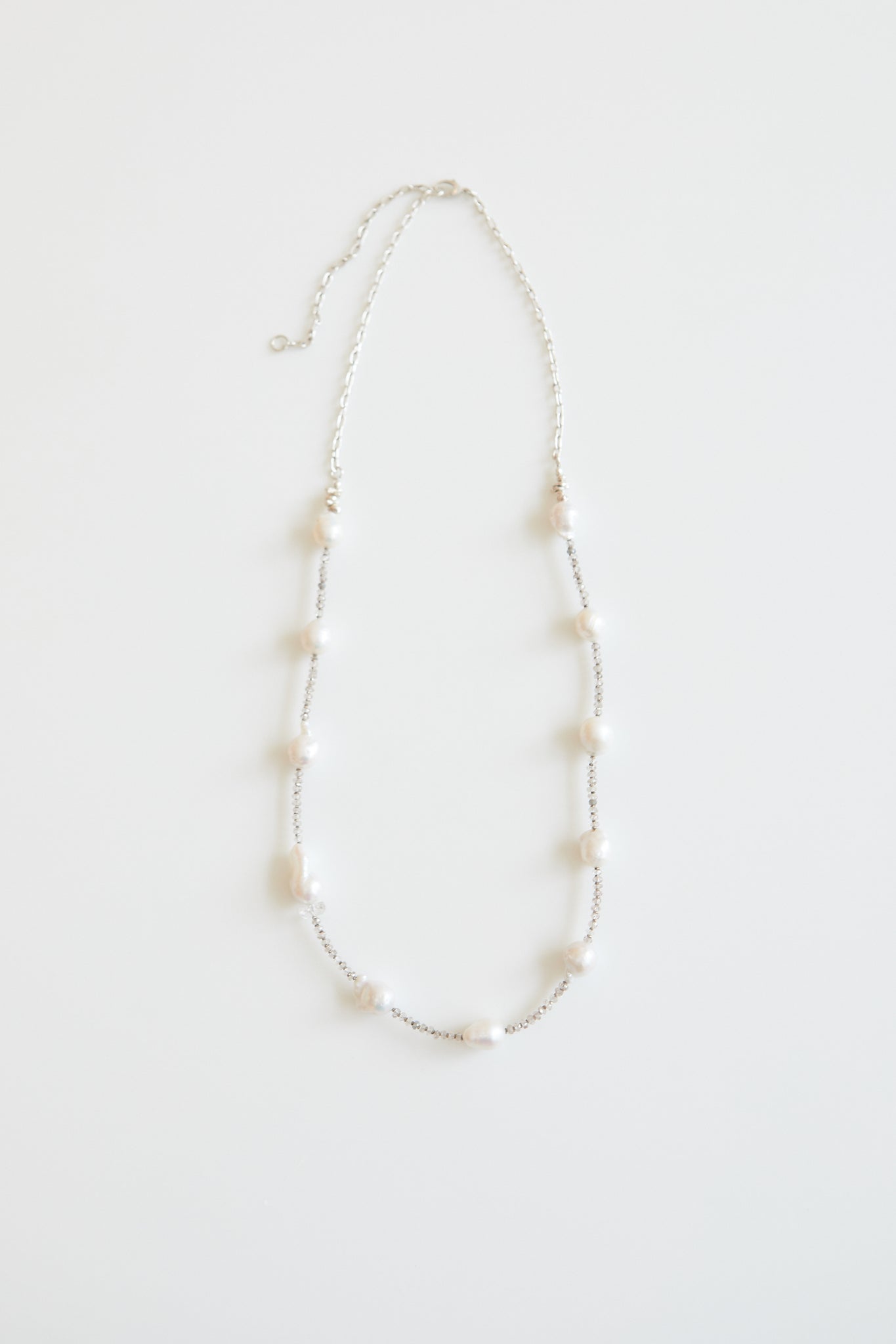Audrey Long Pearl and Zircon Necklace