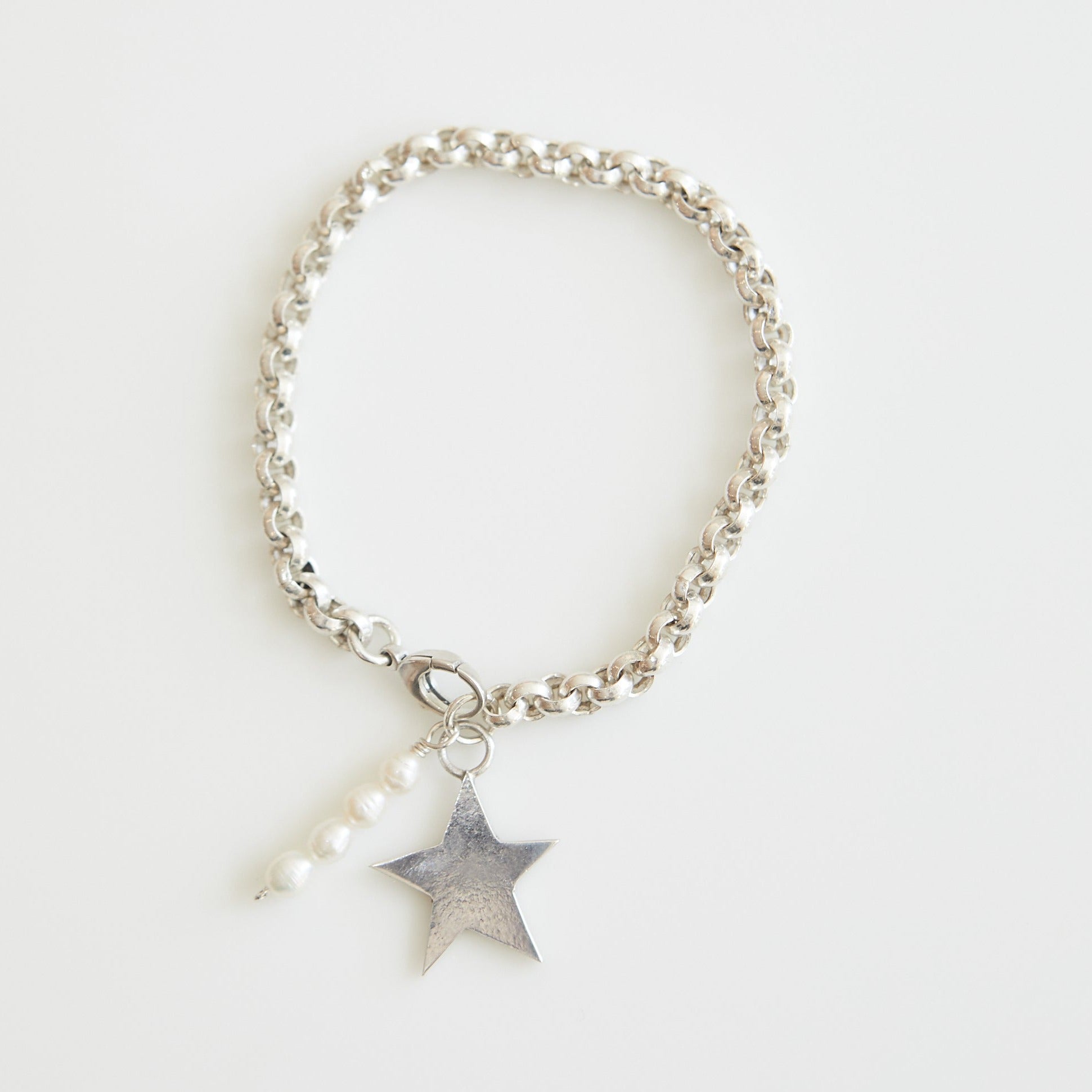 Shine Silver Star and Pearl Bracelet