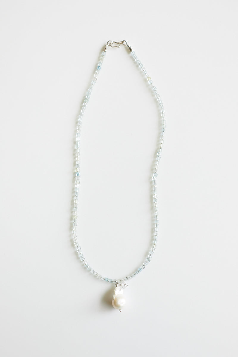 Sienna Aquamarine and Pearl Necklace